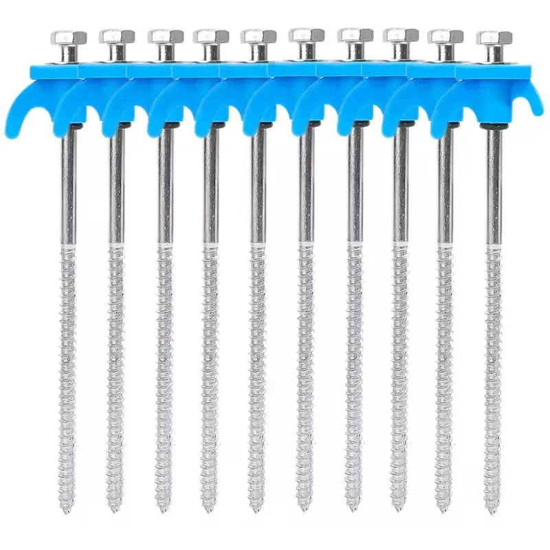 10 Piece Blue Tent Stakes Heavy Duty Carbon Steel Spiral Ground Anchors for Camping Canopies and Tarps