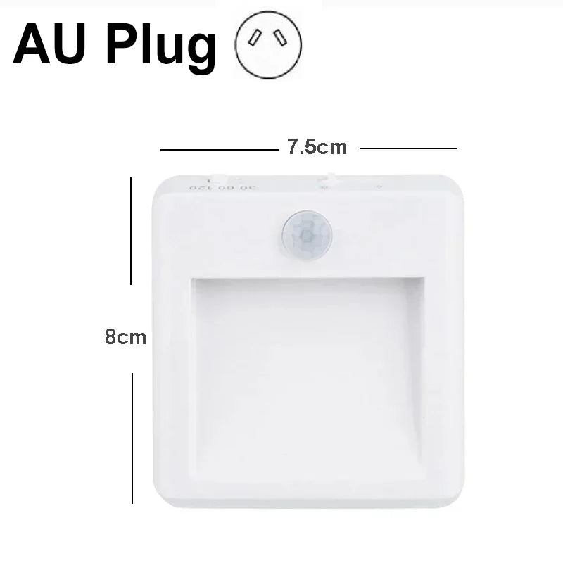 AU Plug LED Motion Sensor Night Light Adjustable Brightness Warm and White Light