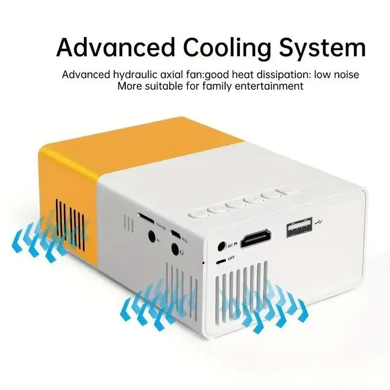 Mini Portable Projector Orange HD LCD Home Cinema Projector with Built-in Speaker HDMI and Remote Control