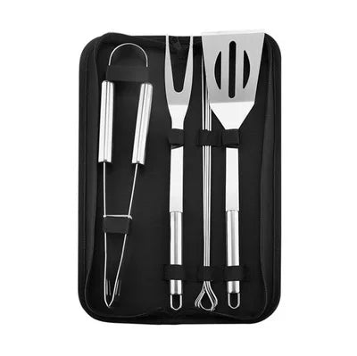 7 Piece BBQ Tool Set Stainless Steel Portable Barbecue Utensils with Storage Carry Bag for Outdoor Grilling