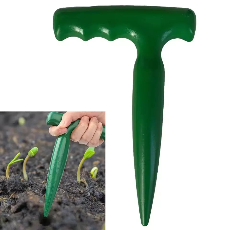 Handheld Garden Hole Puncher Seed Planting Dibber with Measurement Scale Lightweight Soil Hole Maker Tool