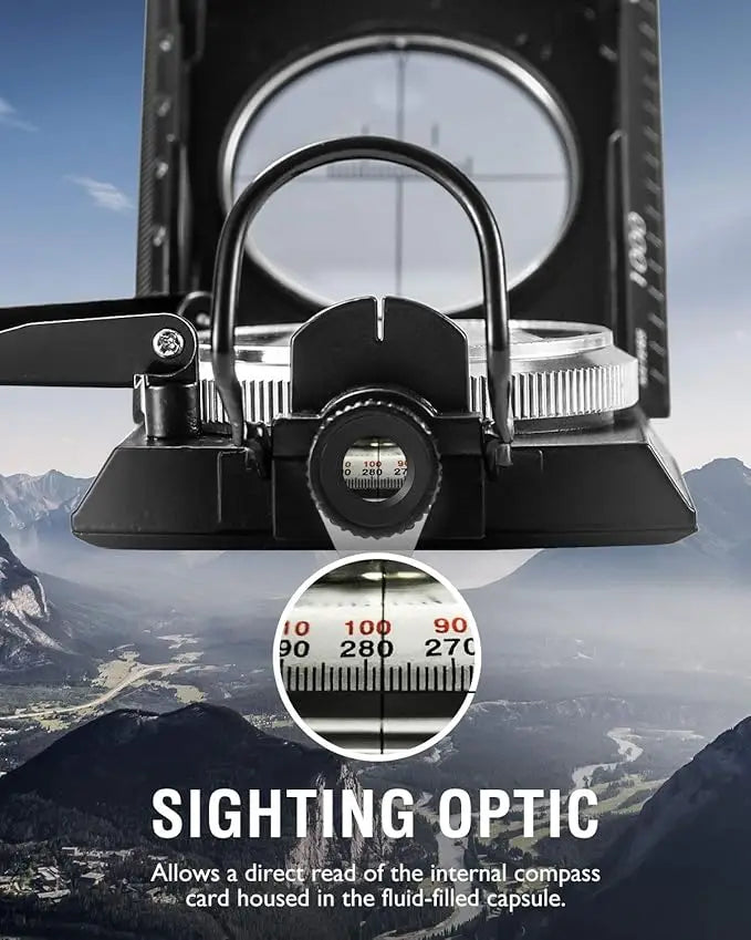 Multifunctional Military Sighting Black Compass with Inclinometer Waterproof Navigation Compass for Hiking Camping and Outdoor Use