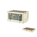 Foldable Small Cream White Camping Storage Box with Wooden Lid Stackable Car Trunk Organizer