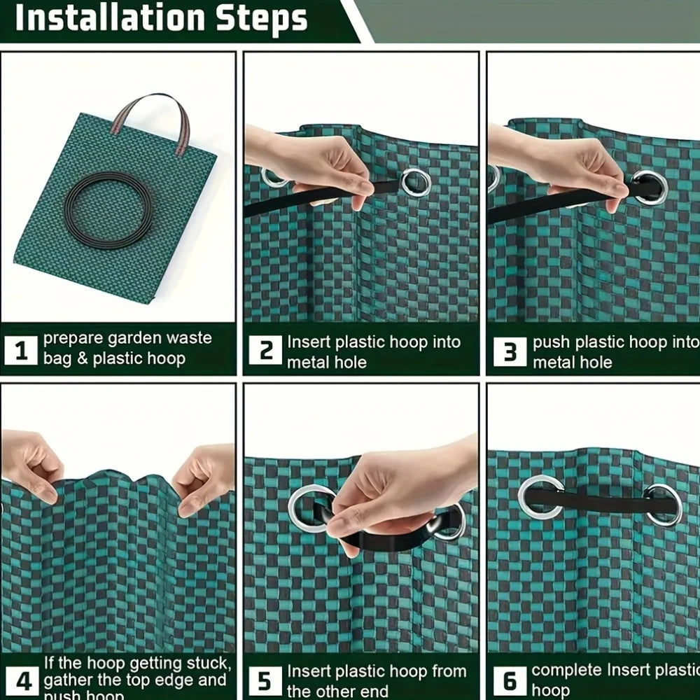 120L Garden Waste Bag Heavy Duty Reusable Yard Leaf Debris Collection Bag