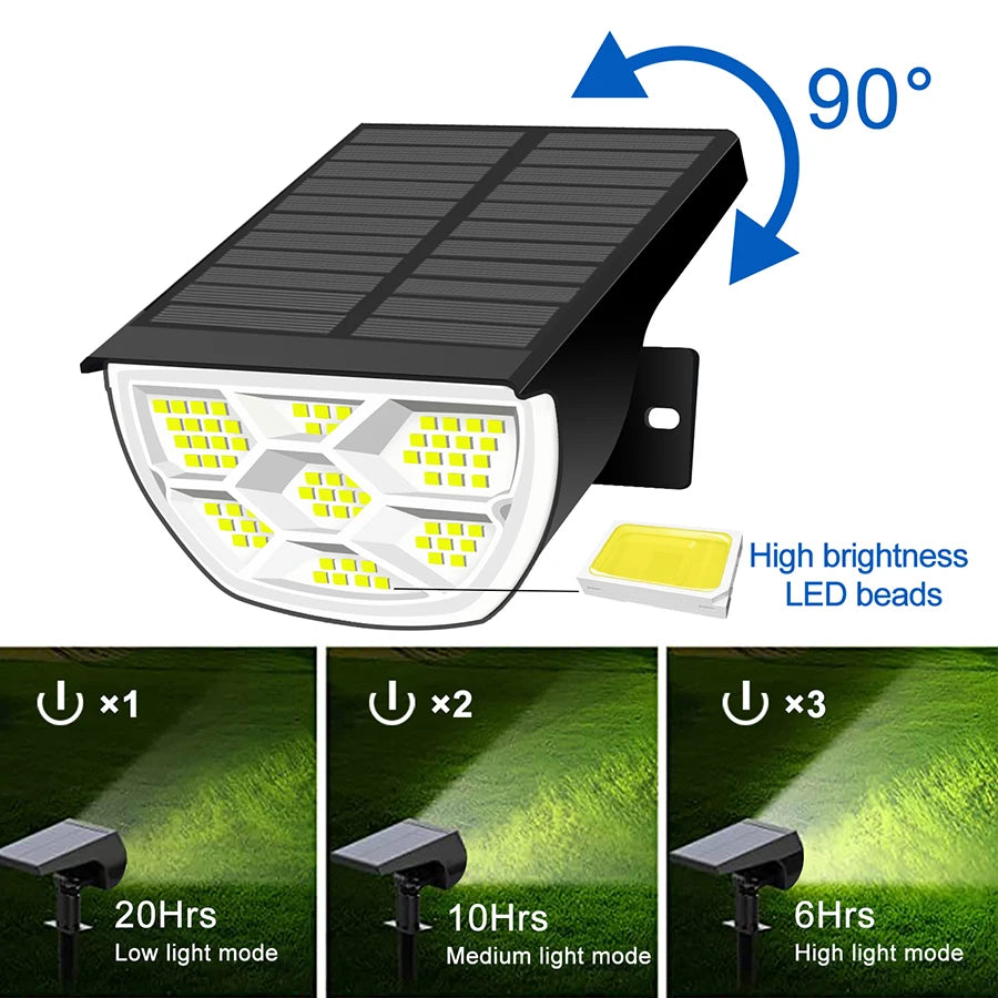 68LED Warm Light Solar Powered Garden Pathway Light Waterproof Outdoor Landscape Lamp