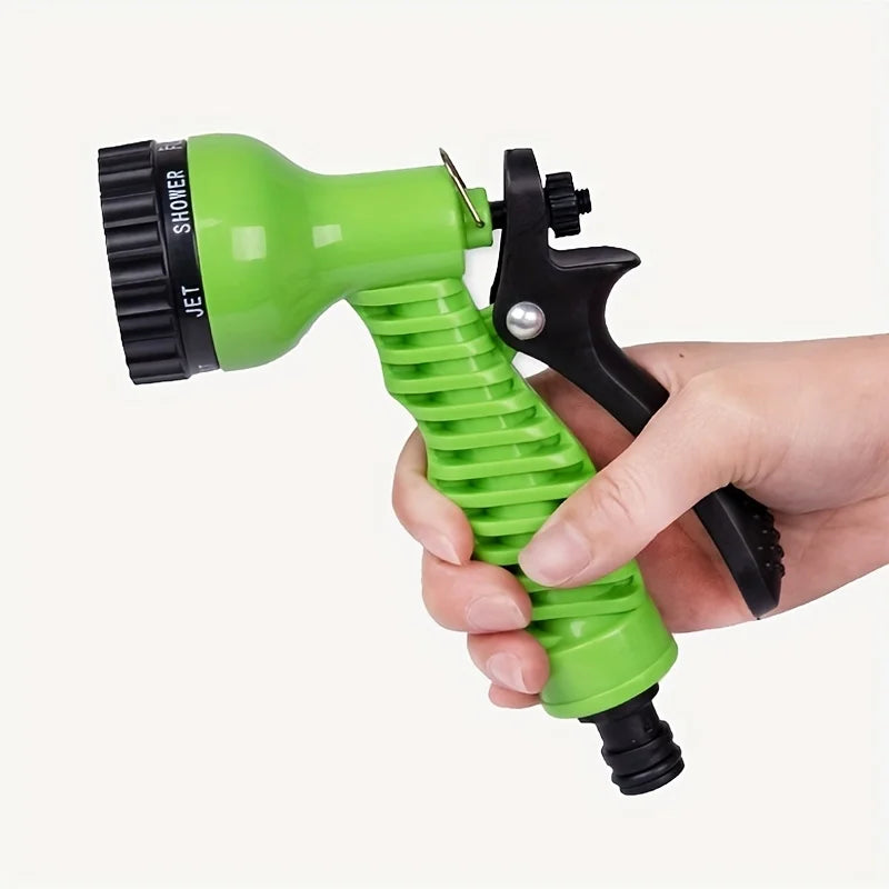 7.5m Garden Hose with 7 Function Spray Nozzle Flexible Coil Water Hose for Garden Watering and Car Washing