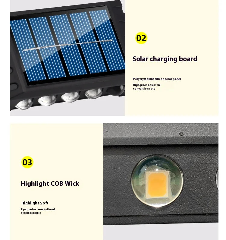 4 LED Solar Wall Light Warm Light Up and Down Outdoor Waterproof Garden Lamp