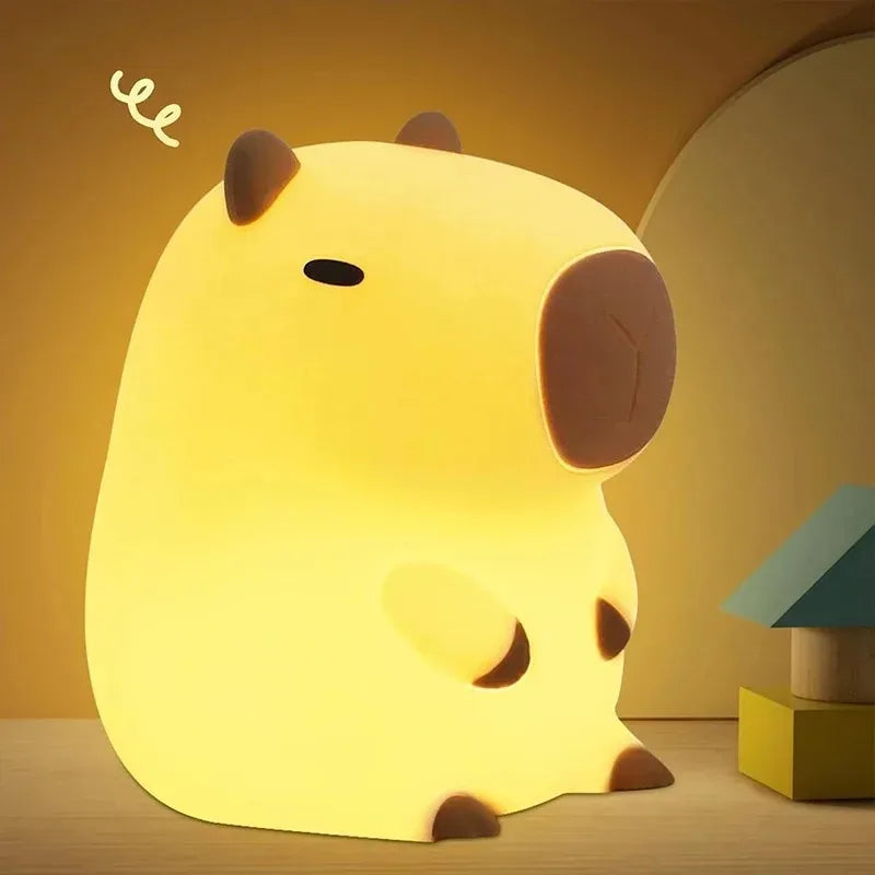 Capybara Night Light LED Bedside Lamp Battery Operated Silicone Table Light for Bedroom and Home Decor