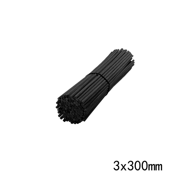 50 Piece Black Fiber Reed Sticks 3x300mm Diffuser Replacement Sticks Home Fragrance