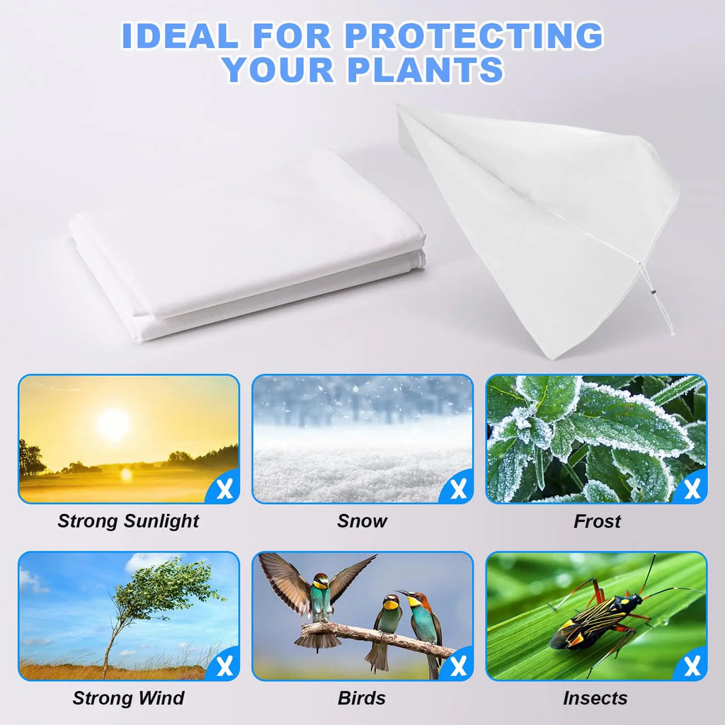 Plant Frost Protection Cover White 80 × 120 cm Non-Woven Plant Cover with Drawstring for Trees and Shrubs