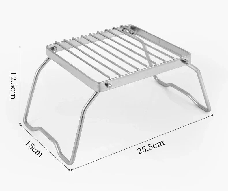 2 Piece Foldable Stainless Steel Camping Stove Holder BBQ Grill Stand