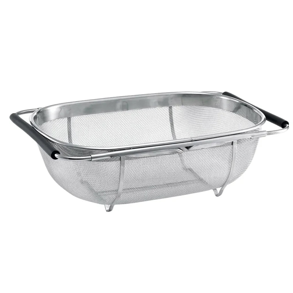 Stainless Steel Retractable Sink Colander Expandable Drain Basket with Rubber Handles