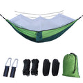 Portable Double Camping Hammock with Mosquito Net Dark Green Outdoor Travel Hammock