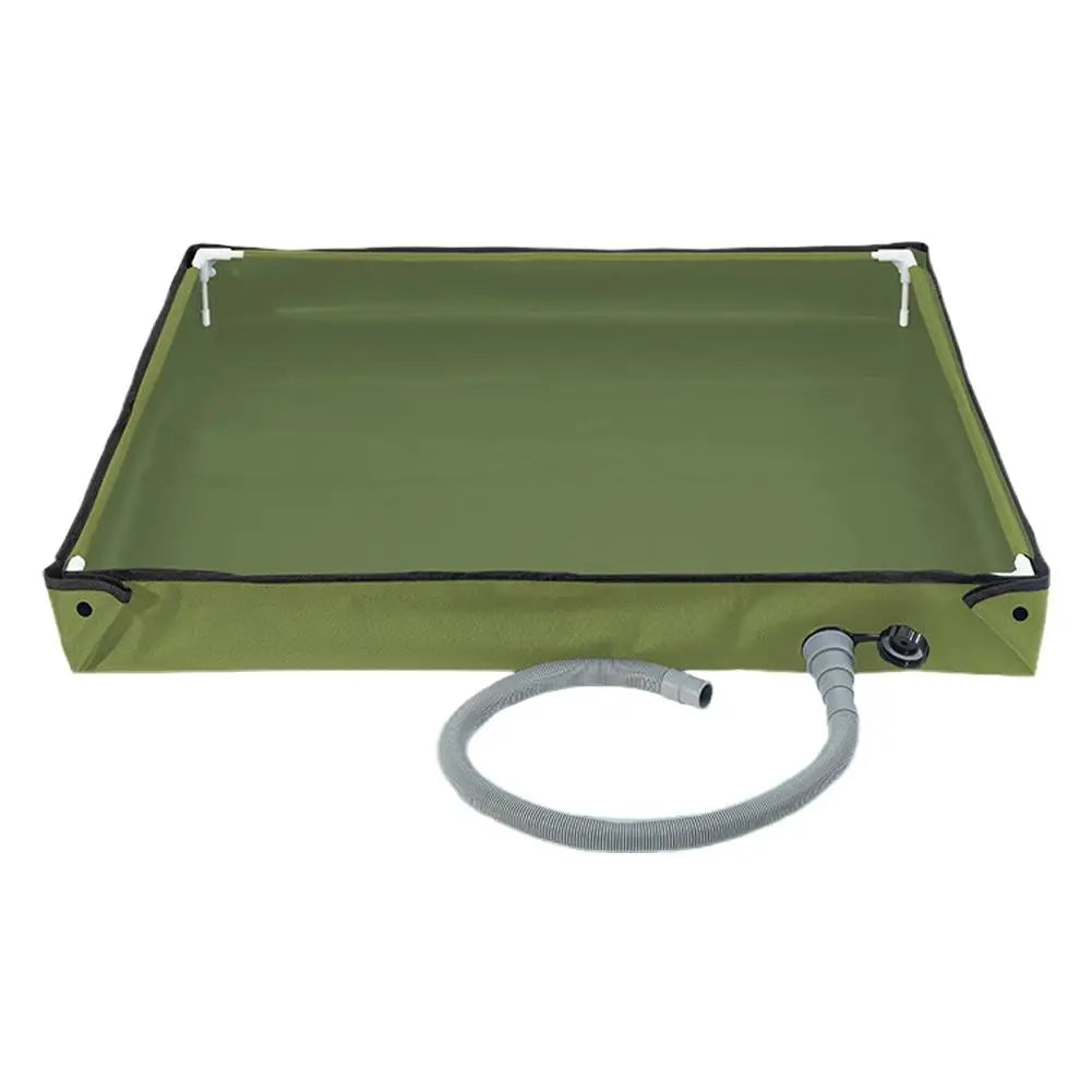 Portable Green Foldable Shower Pan with Drain Hose Outdoor Shower Base for Camping RV Beach and Pet Bathing