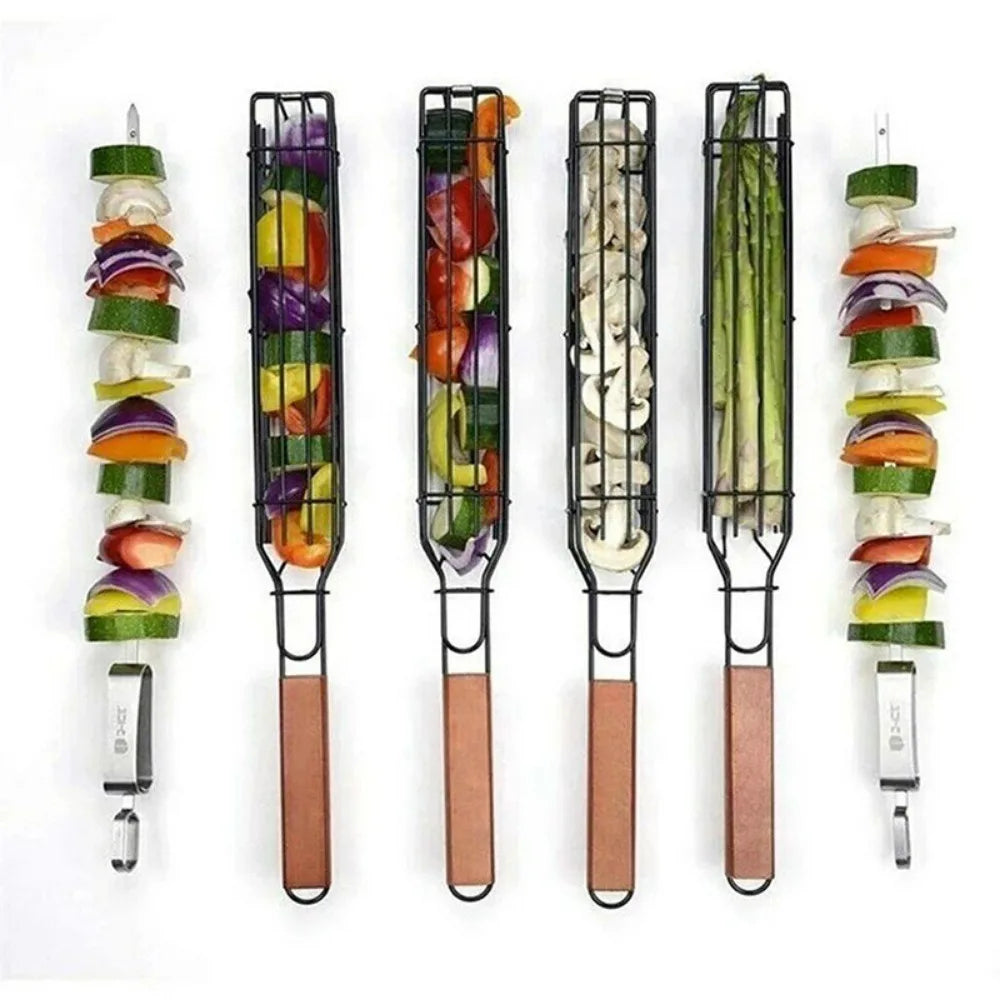 Portable Nonstick BBQ Grilling Basket for Camping Picnic and Outdoor Cooking