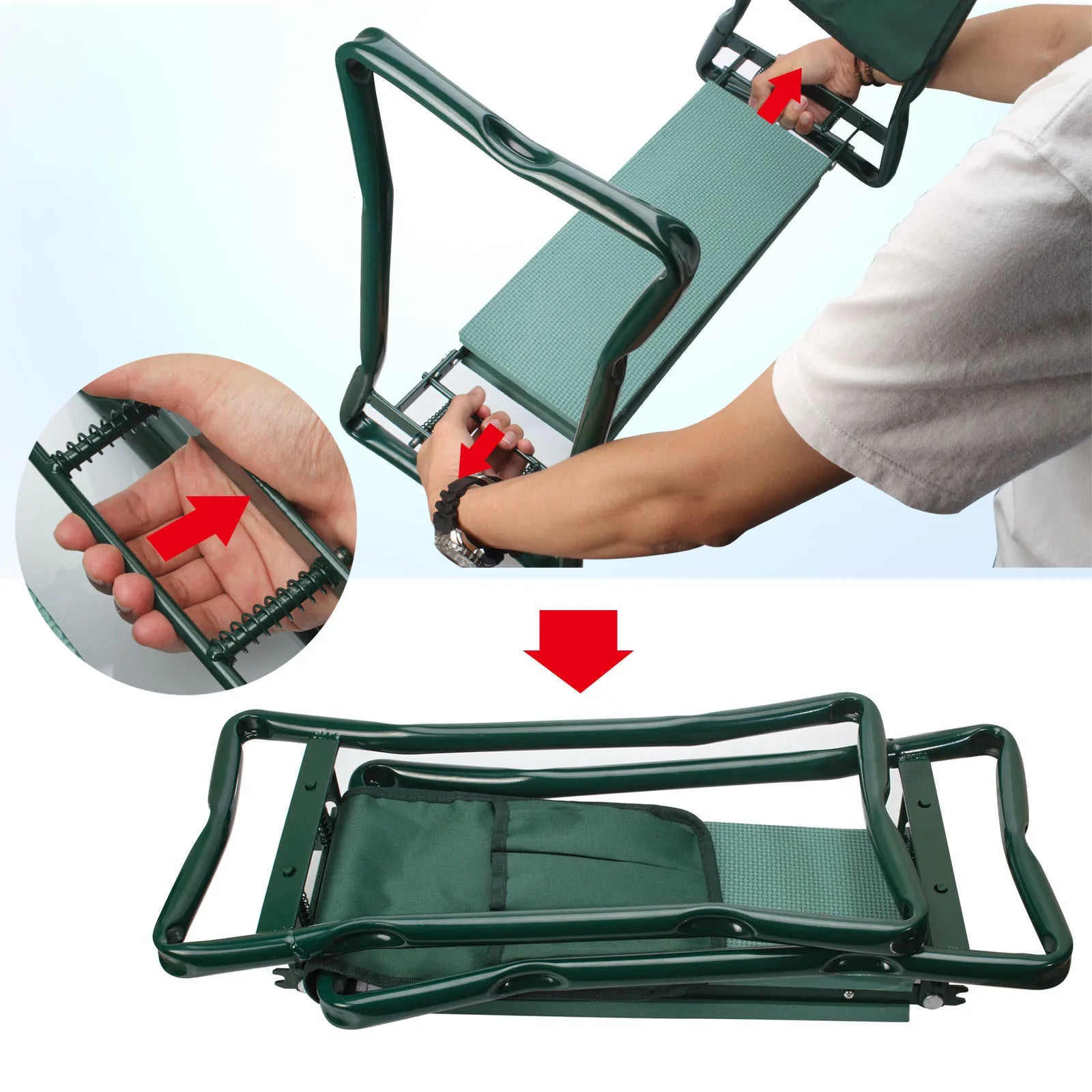 Foldable Garden Kneeler Seat with EVA Pad Steel Frame Gardening Bench