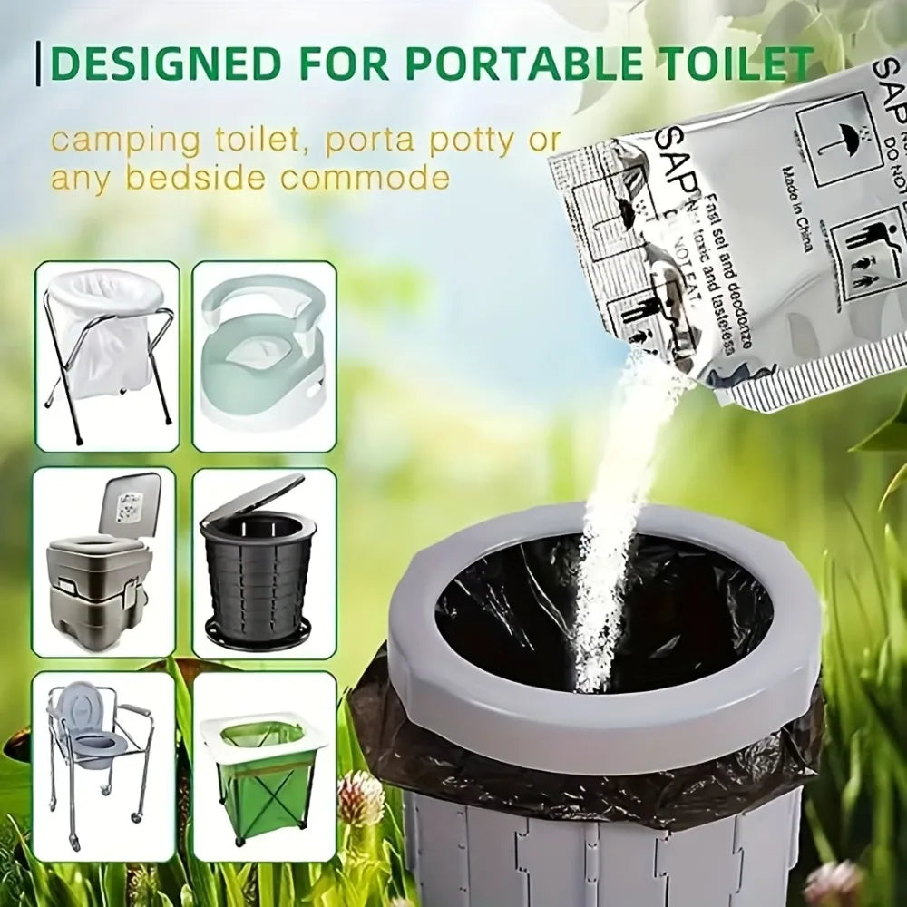 20 Piece Toilet Waste Treatment Powder Portable Deodorizer and Liquid Solidifier for Camping Travel Toilets