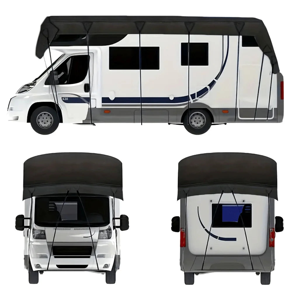 Portable 5 x 3m RV Roof Cover Waterproof Oxford Cloth Motorhome Roof Protector for Sun Rain Dust and Snow