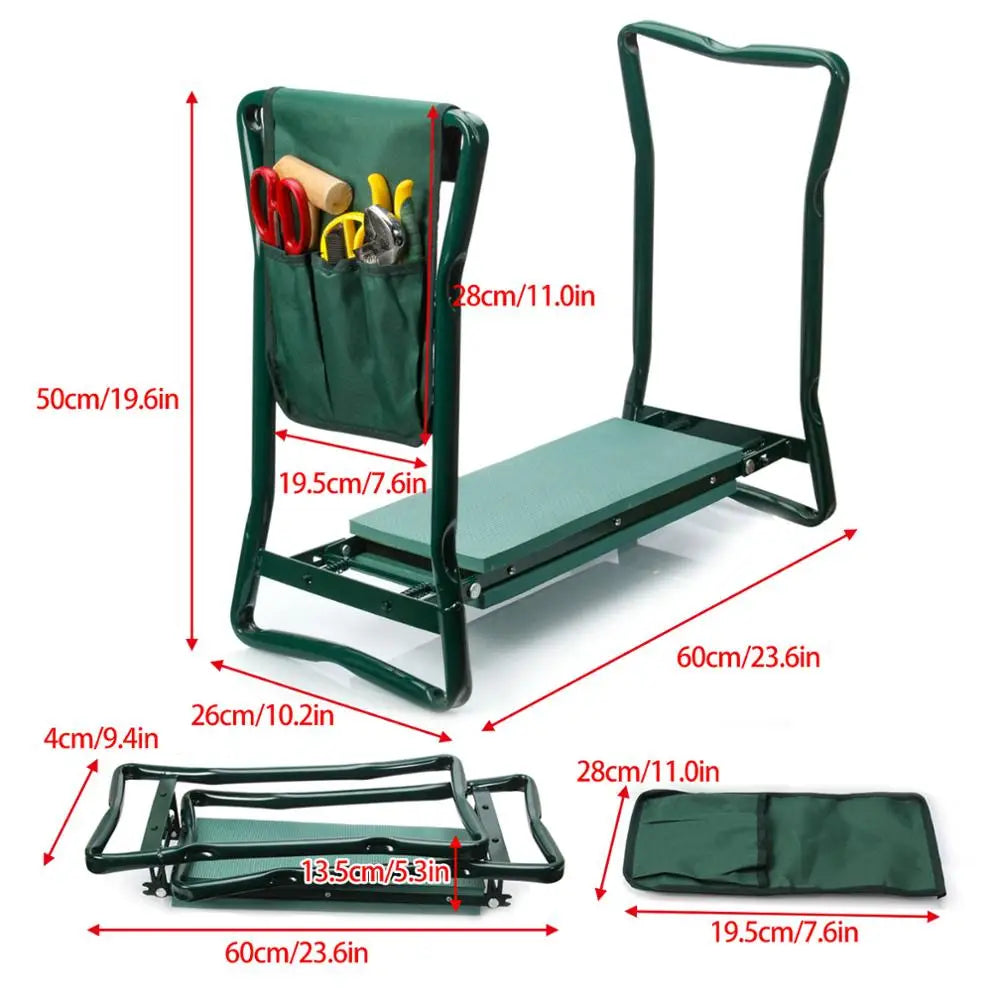 Foldable Garden Kneeler Seat with EVA Pad Steel Frame Gardening Bench