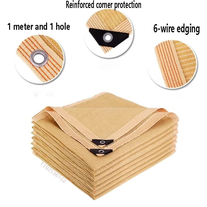 4x5m Beige Sun Shade Net UV Resistant Garden Shade Cloth for Plants Greenhouse Patio and Outdoor Protection
