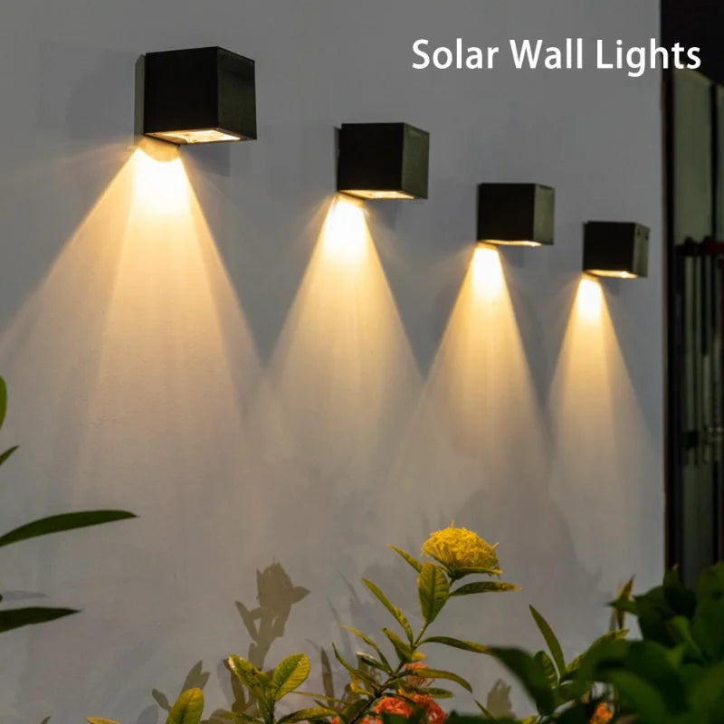 1 Piece Solar Powered LED Wall Light IP65 Waterproof Outdoor Garden Fence Lamp