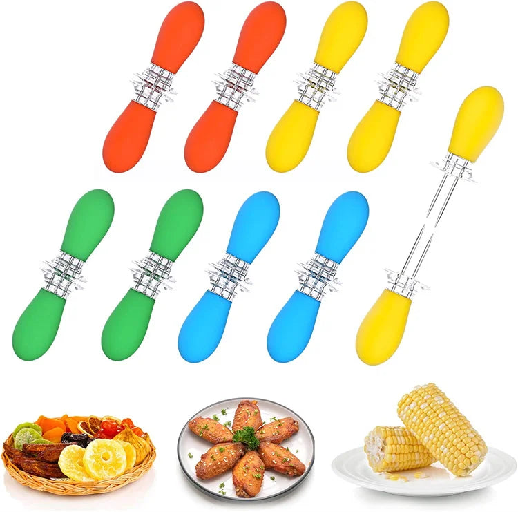 12 Piece Stainless Steel Corn Holders Set BBQ Corn Skewers for Grilling