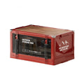 Foldable Large Red Camping Storage Box with Wooden Lid Stackable Car Trunk Organizer