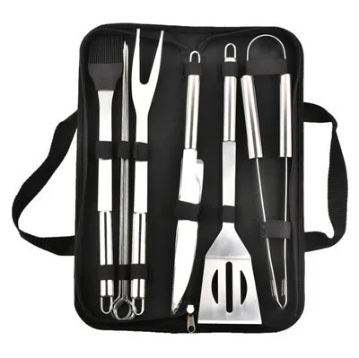 9 Piece BBQ Tool Set Stainless Steel Portable Barbecue Utensils with Storage Carry Bag for Outdoor Grilling
