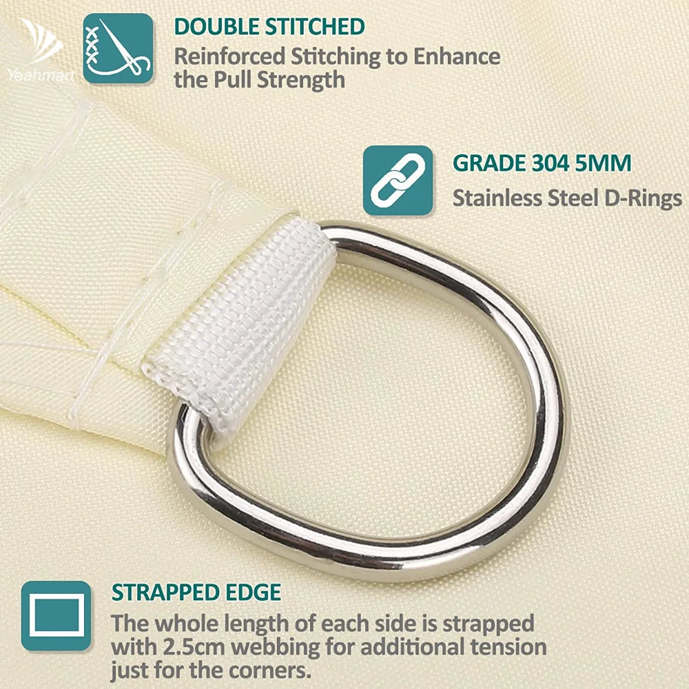 Waterproof Sun Shade Sail Cream White 3 × 4 m Rectangle Canopy with 98% UV Protection for Garden Patio and Pool