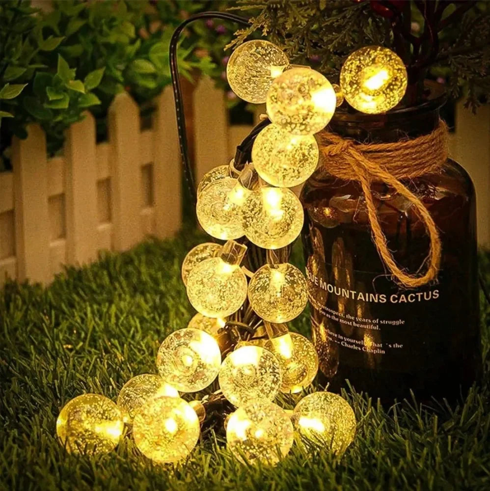 5M 20 LED Solar Bubble Ball String Lights Warm White Waterproof Outdoor Garden Patio Decorative Lights