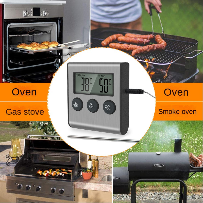 Digital Kitchen Thermometer with Stainless Steel Probe for BBQ Grill Oven Meat Cooking