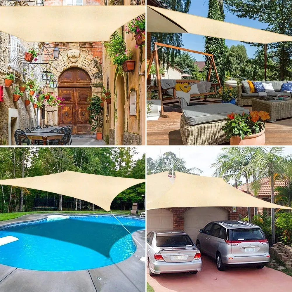 Waterproof Sun Shade Sail Cream White 3 × 4 m Rectangle Canopy with 98% UV Protection for Garden Patio and Pool