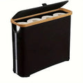 Foldable Toilet Paper Storage Basket Black with Lid Bamboo Frame Organizer