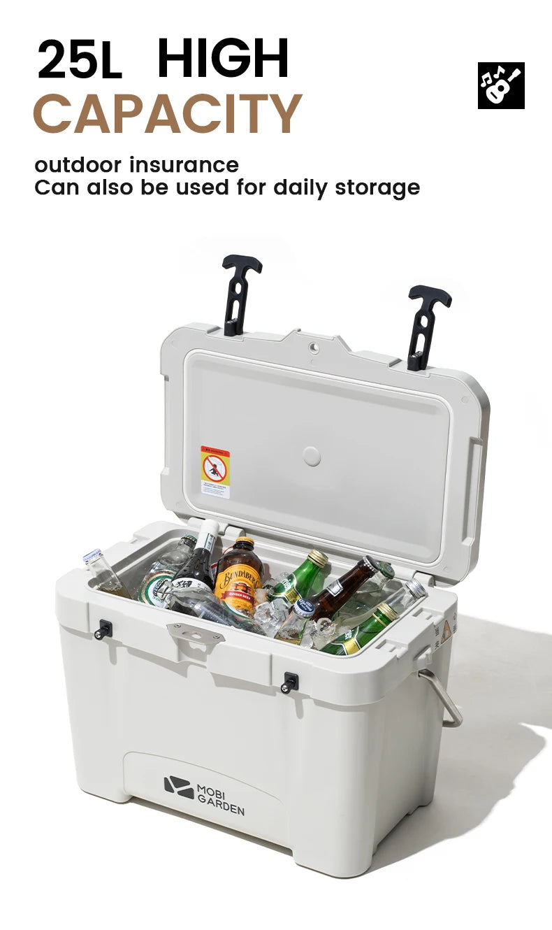 25L Portable Ice Cooler Box White Insulated Camping Cold Storage Box