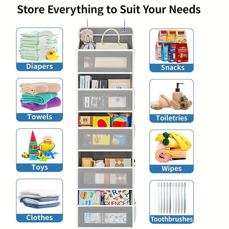 5 Shelf Gray Hanging Storage Organizer Over Door 5 Pocket Rack