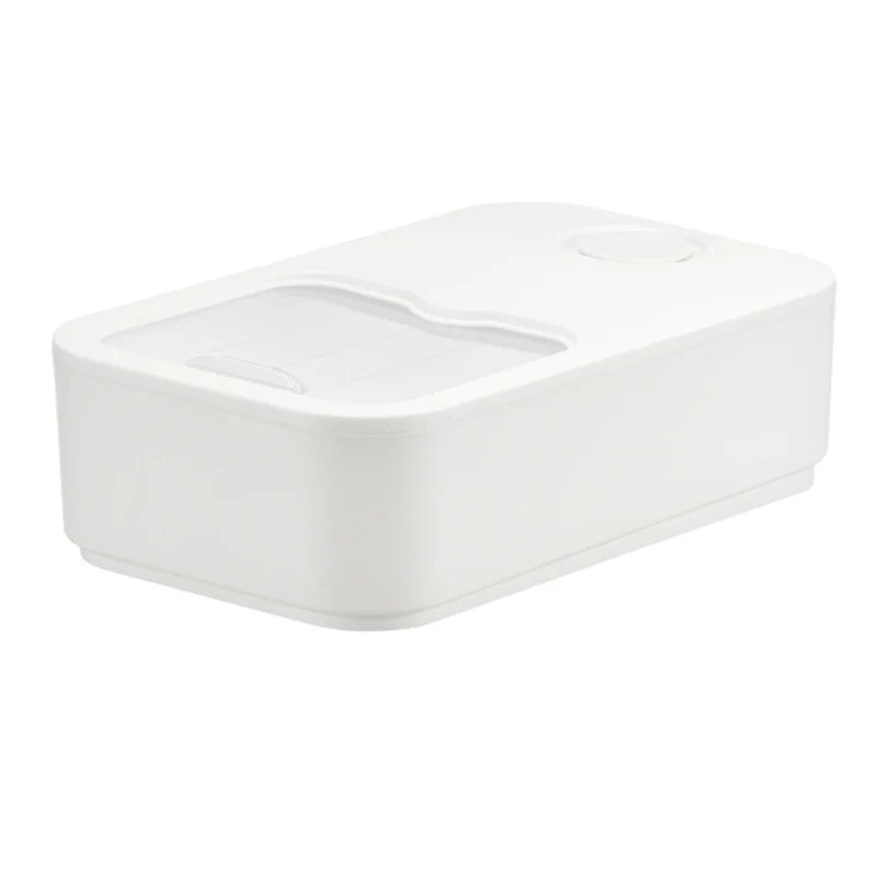 Laundry Pod Storage Container with Sliding Lid White Plastic Organizer Box