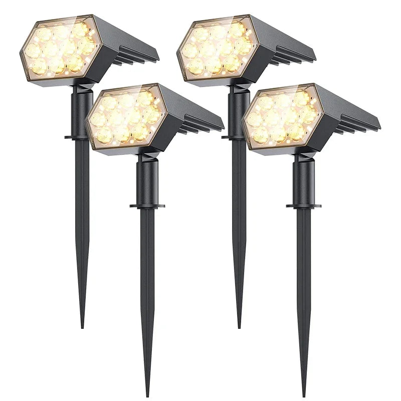 4 Piece 92 LED Solar Spot Light IP67 Waterproof Garden Landscape Light Warm White