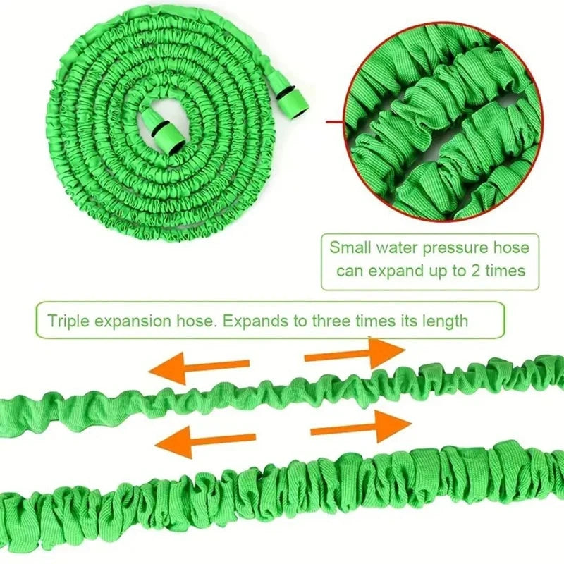 50FT Expandable Magic Garden Hose Green High Pressure Water Hose with 7 Spray Functions and Spray Gun