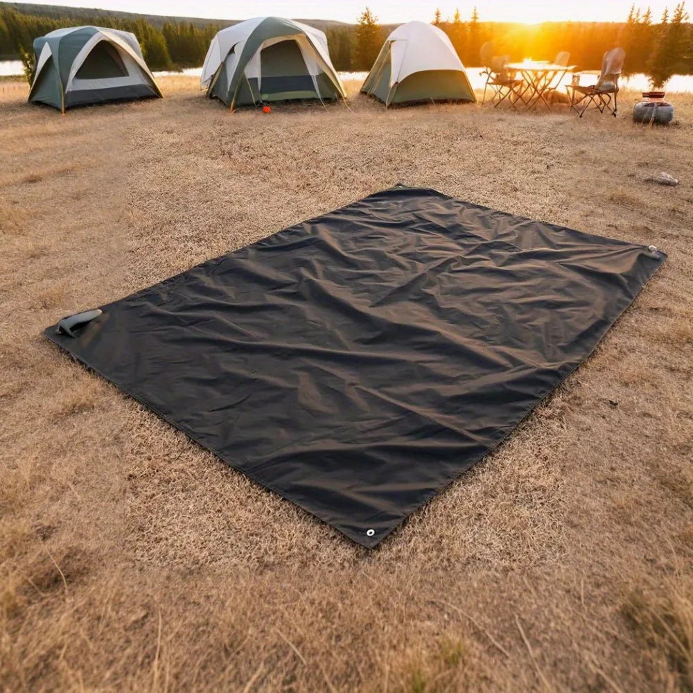 150x200cm Black Thickened Non-Slip Camping Mat Heavy Duty Oxford Ground Sheet for Outdoor Travel