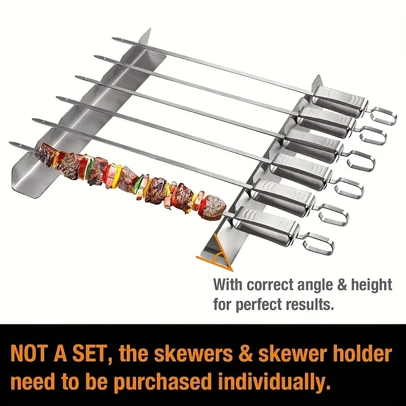 2 Piece Stainless Steel Kebab Rack Skewer Holders for BBQ Grilling