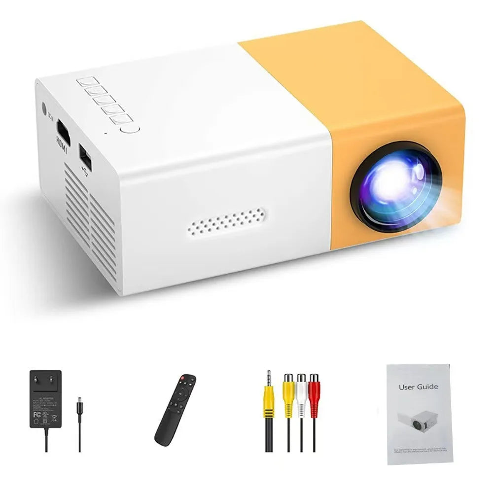 Mini Portable Projector Orange HD LCD Home Cinema Projector with Built-in Speaker HDMI and Remote Control