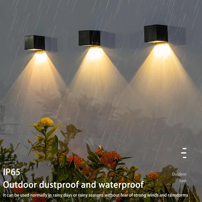 4 Piece Solar Powered LED Wall Light IP65 Waterproof Outdoor Garden Fence Lamp