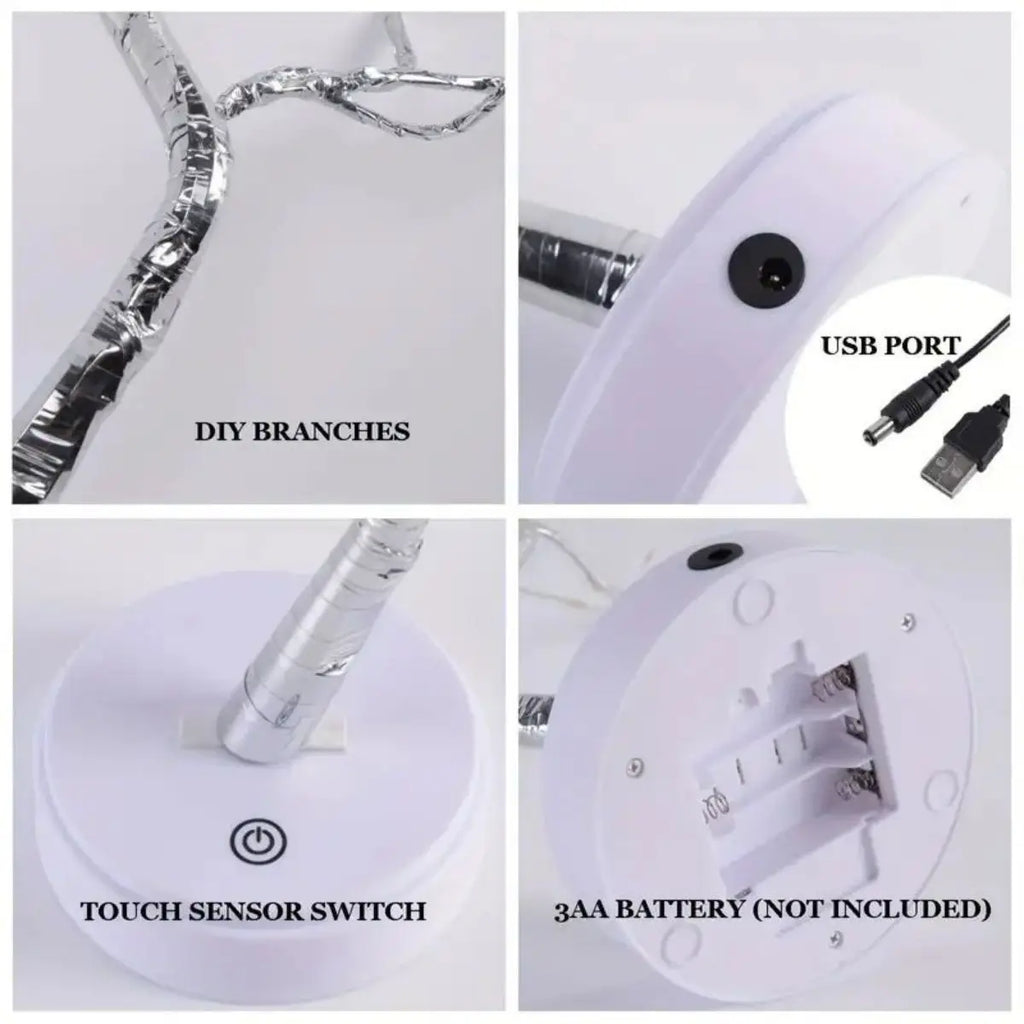 108 LED Tree Lights Warm White USB or Battery Operated Decorative Table Lamp for Home Party and Holiday Decor