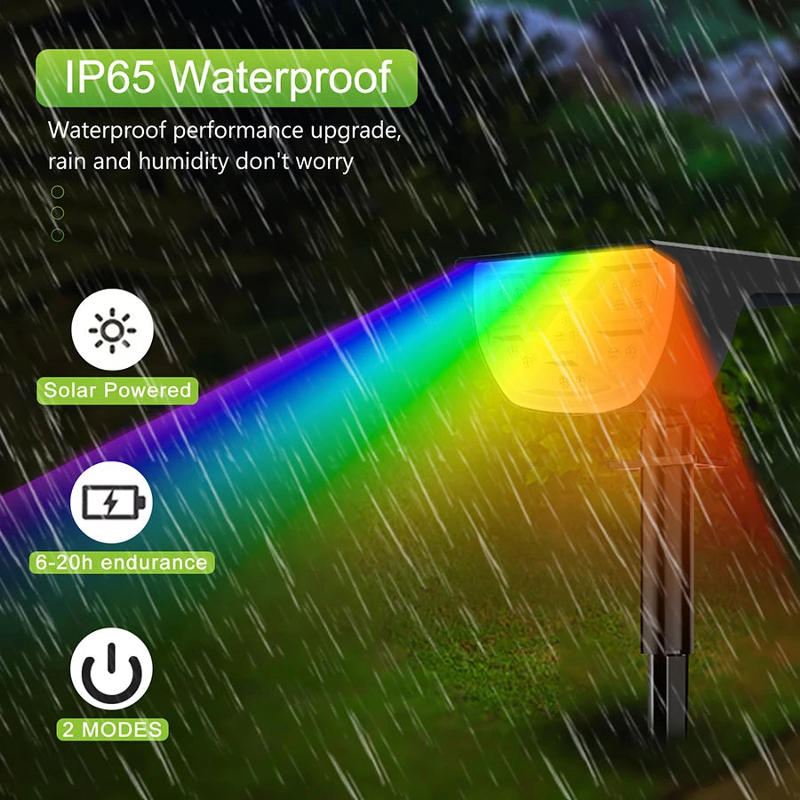 18LED RGB Solar Powered Garden Pathway Light Waterproof Outdoor Landscape Lamp