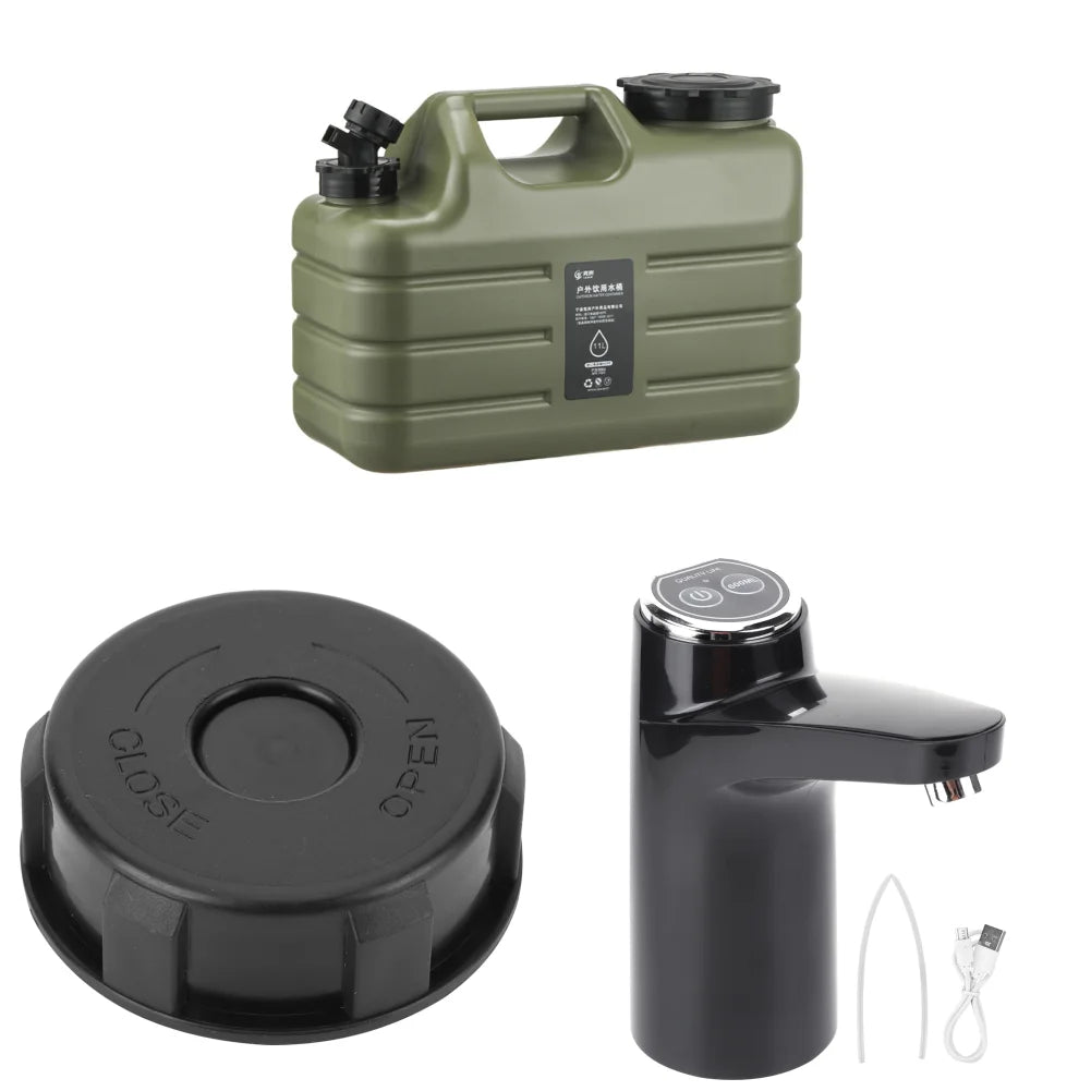 Portable 11L Water Tank with USB Rechargeable Electric Pump for Camping and Outdoor Use