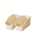 2 Piece Curved Plastic Storage Bins Beige Multipurpose Home Organizer Boxes