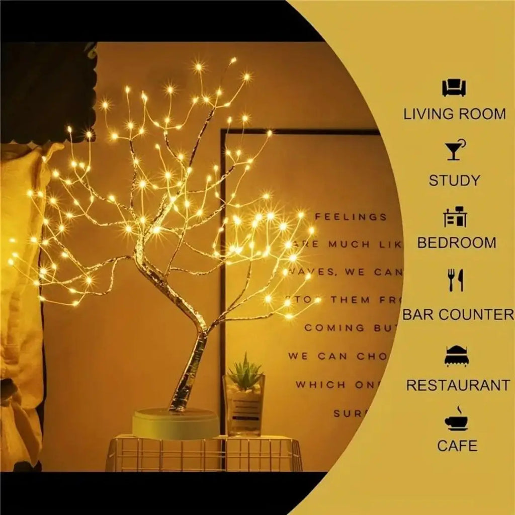 108 LED Tree Lights Warm White USB or Battery Operated Decorative Table Lamp for Home Party and Holiday Decor