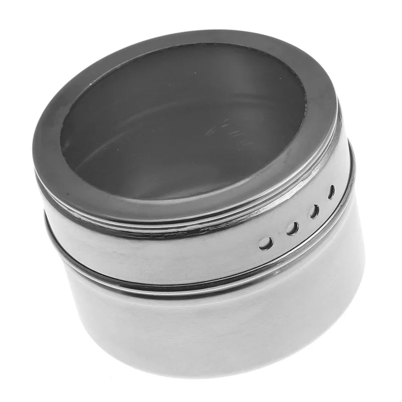 2 Piece Magnetic Spice Storage Jar Stainless Steel Seasoning Container with Spice Label