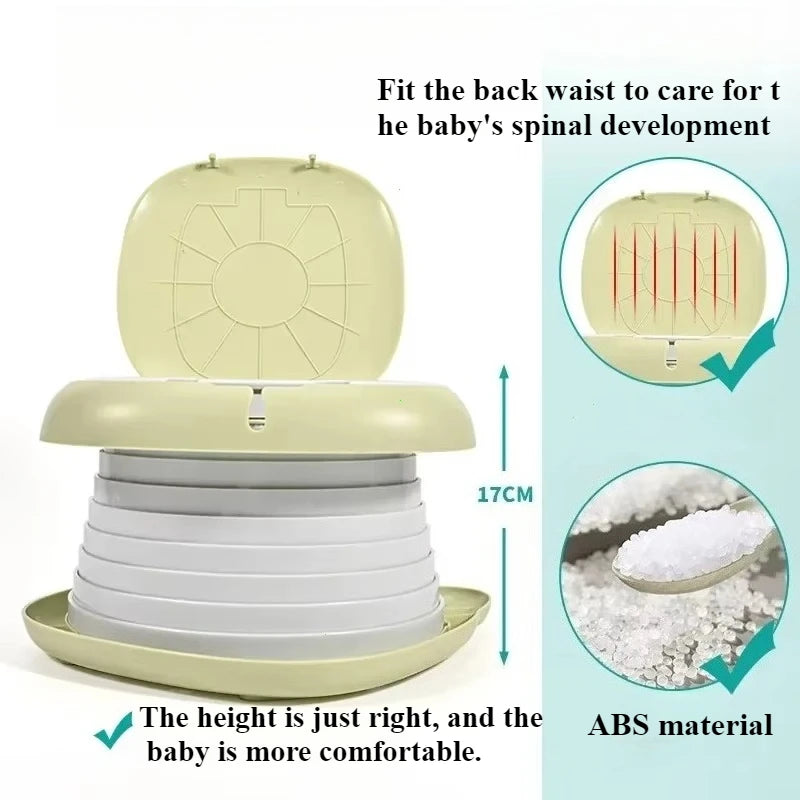 Portable Green Kids Folding Toilet Seat Potty Training Toilet with Lid for Travel Car Trips and Outdoor Use