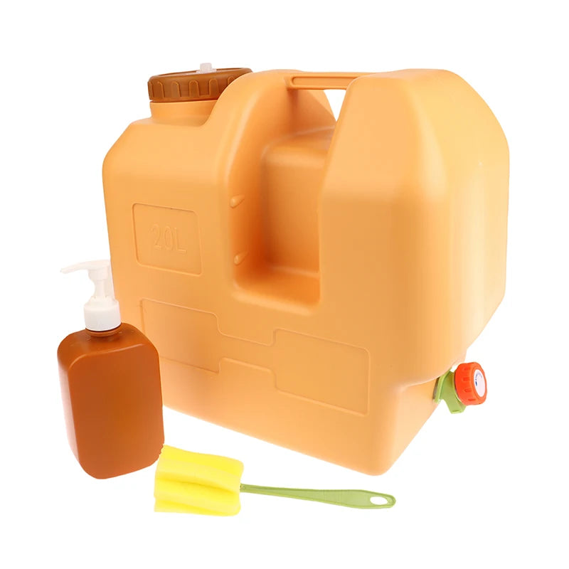 20L Portable Water Storage Tank with Spigot Soap Dispenser and Carry Handle for Camping